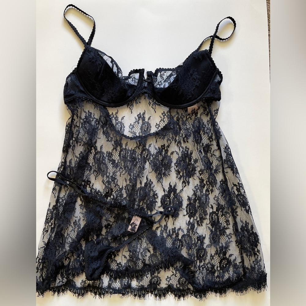 NWT black lace lingerie nighty babydoll Victoria’s Secret